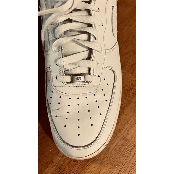 Nike AF1 White Leather Mens Sneakers Size 12.5 (B) - Picture 12 of 13